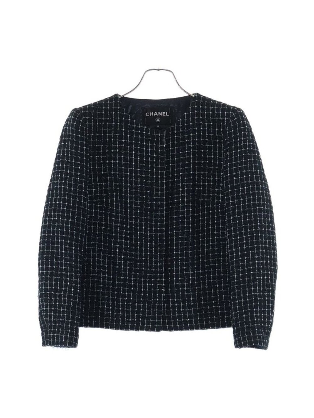 Chanel Plaid Quilted Tweed Jacket Black